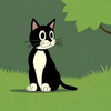 Whimsical Cat in the Garden
