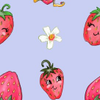 Strawberry pixie periwinkle seamless pattern 