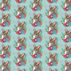Floral Bunny aqua pattern preview