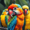 Vibrant Parrots Perched Together
