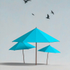 3 Turquoise Umbrellas