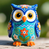 Colorful Ceramic Owl Figurine