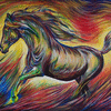 Original  Horse Acrylic Painting 24inX36in