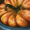 ACEO - Orange & White Gourd in Blue Bowl