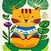 Cheerful Cat in a Jungle