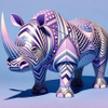 3D Majestic Rhino as an optical illusion