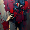Abstract Hand Amidst Bold Colors