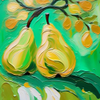 Vibrant Pears and Leaves Dance