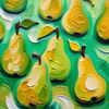 Vibrant Pears in Abstract Patterns