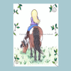 Blonde Girl on Pinto Pony ACEO