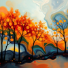 Vibrant Autumn Forest at Dusk
