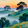 Sunset Over Rolling Hills