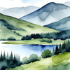 Serene Mountain Landscape with Lake
