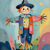 Colorful Patchwork Scarecrow