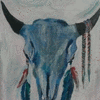 Acrylic on wood. Buffalo Skull