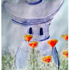 Pagoda and Poppies Painting