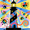 Colorful Lighthouse and Abstract Shapes