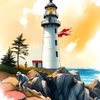 Lighthouse on a Rocky Shore