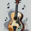 Colorful Acoustic Guitar with Notes