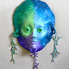 Tri-Colored Alien Face Sculpture