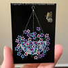 Hanging Flower Basket and Yellow Butterfly Dot Art ACEO