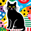 Colorful Black Cat Design