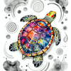 Colorful Turtle with Abstract Background