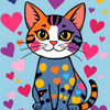 Colorful Cat with Hearts #1