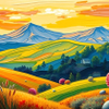 Vibrant Mountain Landscape at Sunset