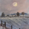 Winter  Moon aceo miniature oil painting