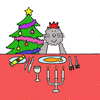 Cat enjoying Christmas dinner.