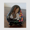 Rabbit & Flowers Dot Art River Stone