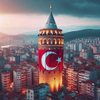 GALATA TOWER with Turkish Flag