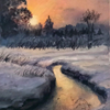 Winter evening aceo miniature oil painting