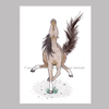 Frolicking Horse Feathers Whimsical Illustration