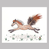 Red Dapple Horse Feather Whimsical Illustration