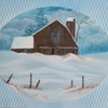 BARN IN WINTER. IN OIL
