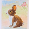 FUNNY BUNNY  PUDDLES. WATERCOLOR