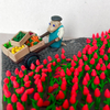 Tulips, plasticine, carboard, 25x17,5x5,5 cm