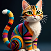 Colorful Cat in Blocks