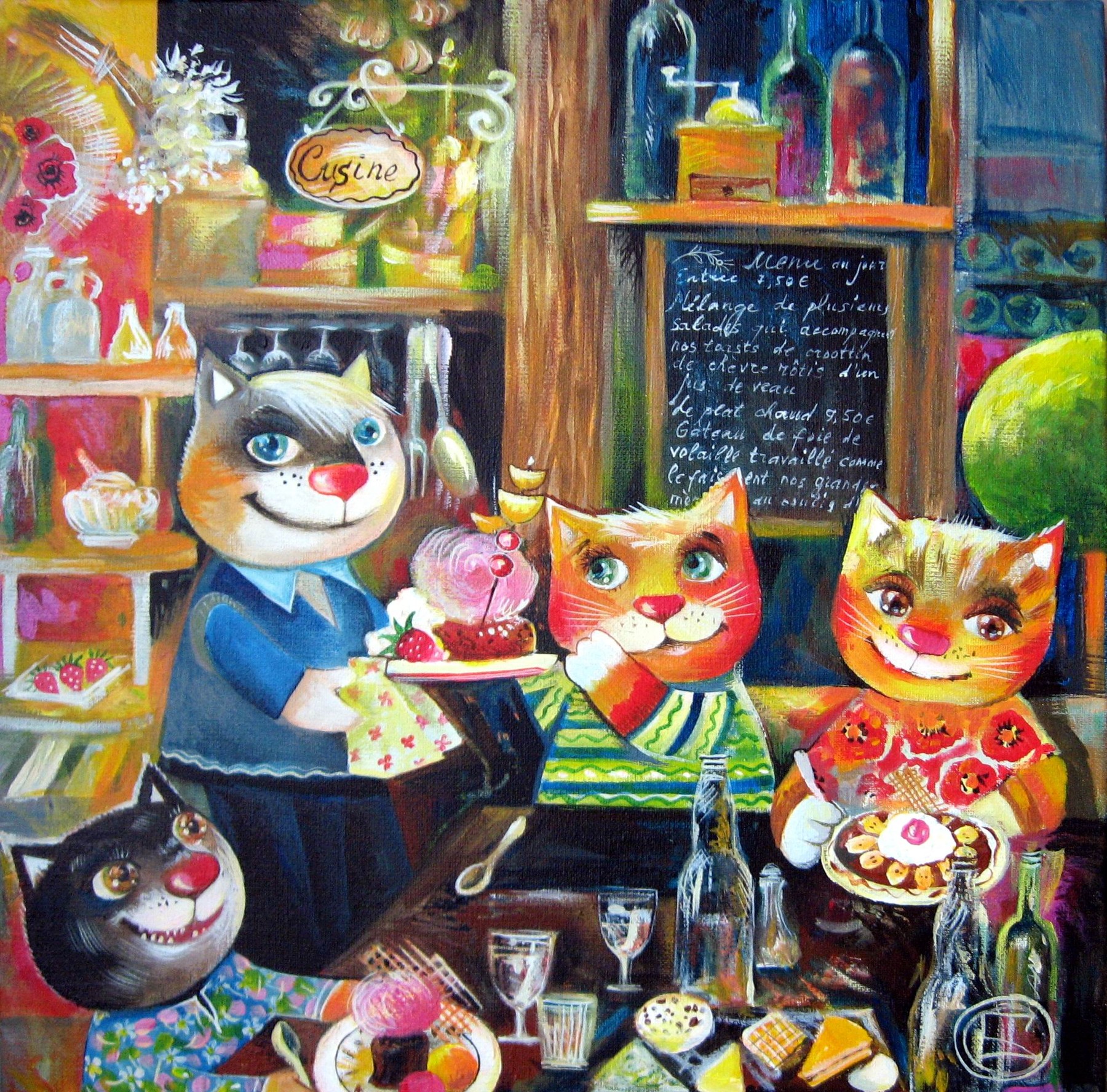 Кэтс меню. Oxana Zaika. Картина меню. Cats menu.